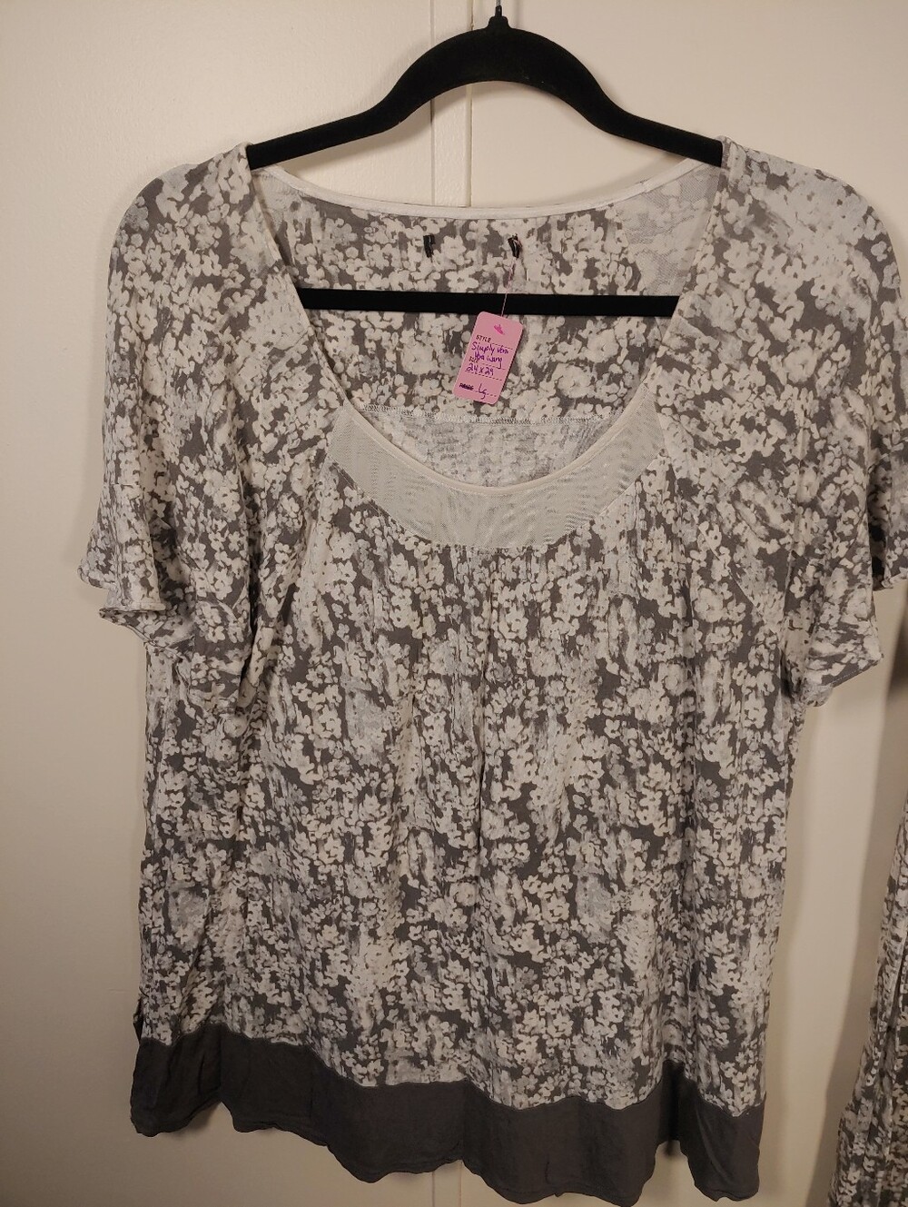 Simply Vera Vera Wang Large Grey/white Short Sleeve Capri Pajama Set - Picture 2 of 8